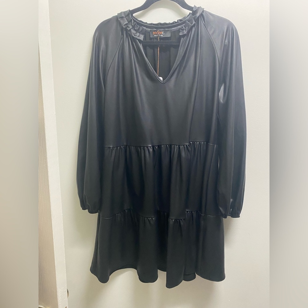 Renee C Black Pleather Dress